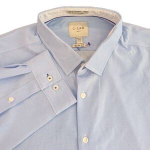 C-LAB NYC  Button Down Shirt Slim Fit Blue Men's XXL 4 Way Stretch 18.5 35-36